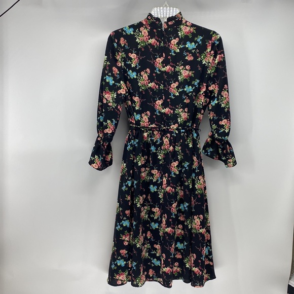 Modcloth Floral Midi Dress - Black and Pink - Picture 6 of 6